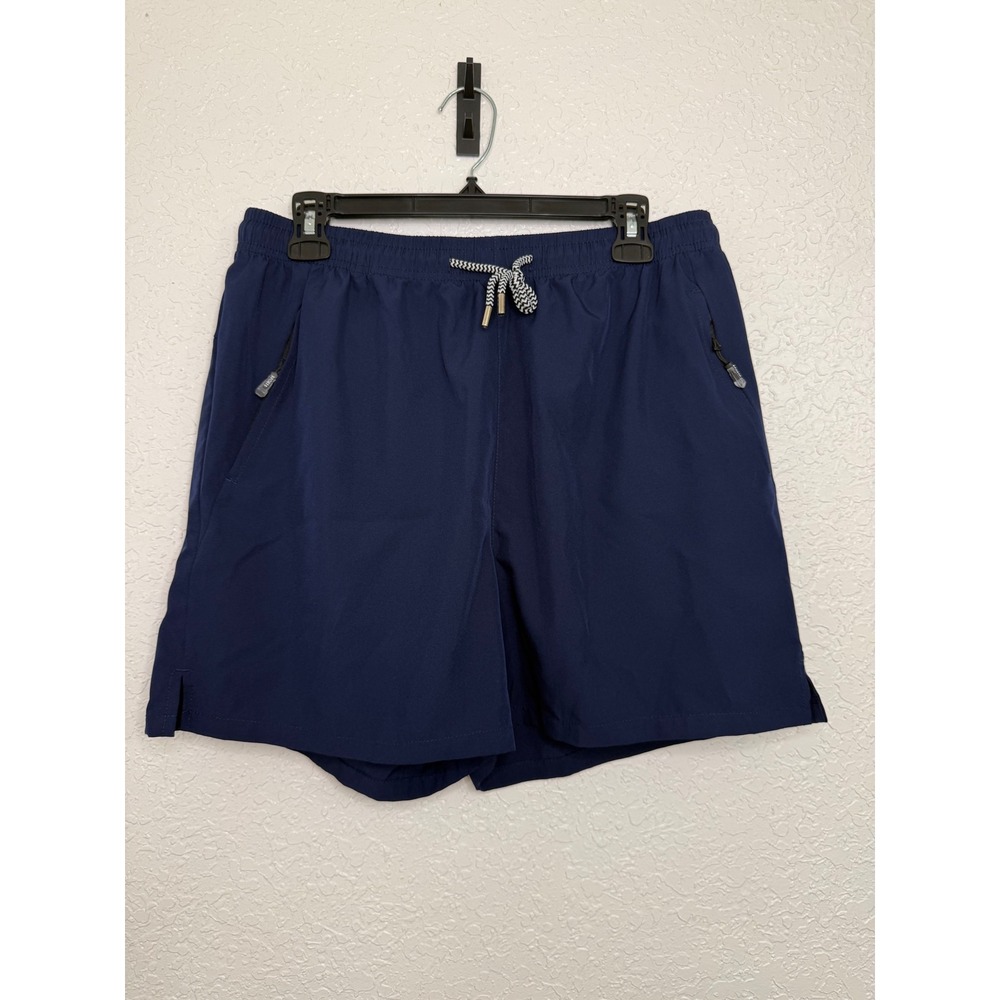Sports Mens Navy Blue Athletic Training Shorts Zipper Pockets Size L